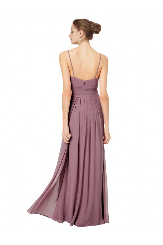 Sleeveless Spaghetti Straps Open Back Soft Chiffon A-Line Bridesmaid Gowns Brisbane