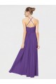 Sleeveless Plum Purple Spaghetti Straps Criss Cross Back Soft Chiffon A-Line Bridesmaid Dress Brisbane