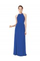 Sleeveless Royal Blue Halter Neck Keyhole Back Chiffon A-Line Bridesmaid Dress / Evening Dress Brisbane