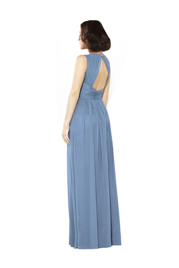 Sleeveless Bateau Neck Open Back Soft Chiffon A-Line Bridesmaid Dress Brisbane