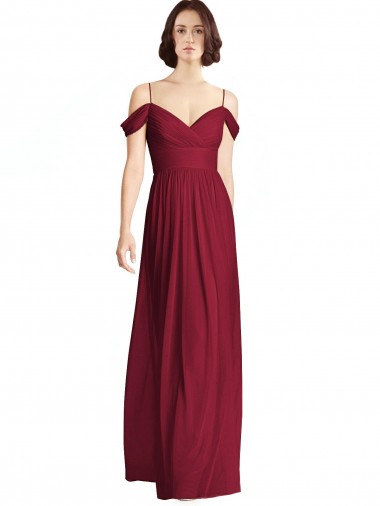 Sleeveless Off the Shoulder Soft Chiffon A-Line Bridesmaid Dresses Brisbane