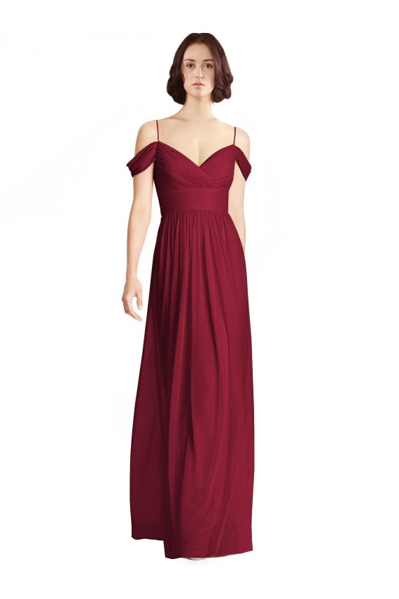 Sleeveless Off the Shoulder Soft Chiffon A-Line Bridesmaid Dresses Brisbane