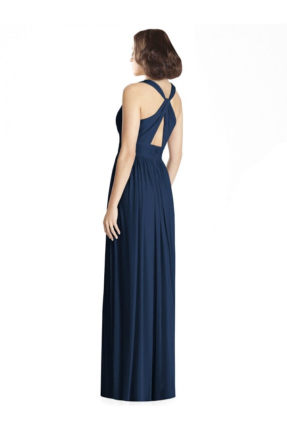 Sleeveless Dark Navy V-Neck Chiffon A-Line Bridesmaid Dress Brisbane