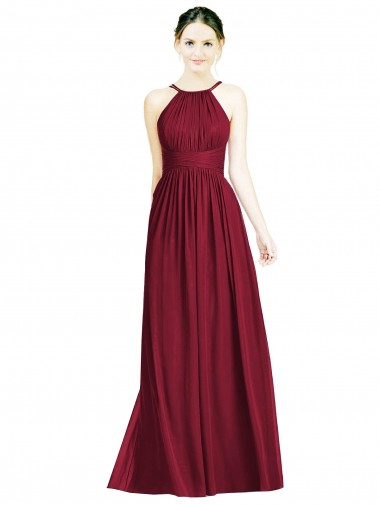 Sleeveless Halter Neck Open Back Chiffon A-Line Formal Dress / Bridesmaid Dress Brisbane