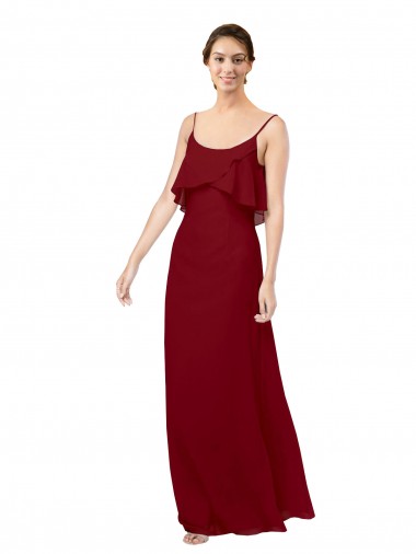 Sleeveless Scoop Neck V-Back Soft Chiffon Sheath Bridesmaid Dress Brisbane