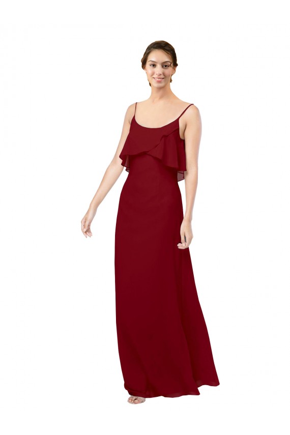 Sleeveless Scoop Neck V-Back Soft Chiffon Sheath Bridesmaid Dress Brisbane