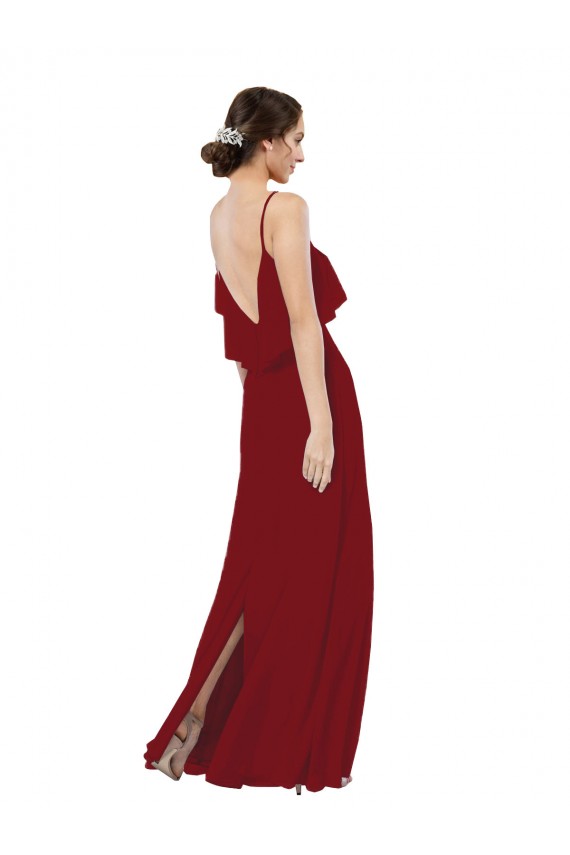 Sleeveless Scoop Neck V-Back Soft Chiffon Sheath Bridesmaid Dress Brisbane