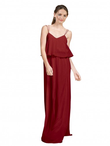 Sleeveless Spaghetti Straps Criss Cross Open Back Chiffon A-Line Bridesmaid Dress Brisbane