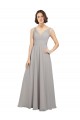 Sleeveless Oyster Silver V-Neck V-Back Soft Chiffon A-Line Bridesmaid Dress Brisbane