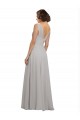Sleeveless Oyster Silver V-Neck V-Back Soft Chiffon A-Line Bridesmaid Dress Brisbane
