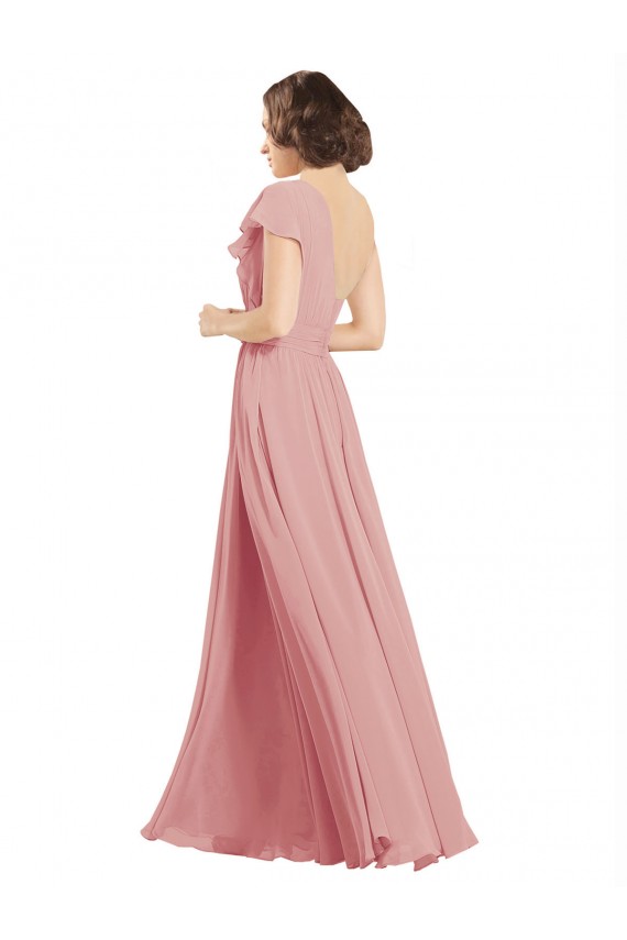 Sleeveless Bliss Pink One Shoulder Chiffon A-Line Bridesmaid Dress / Evening Dress Brisbane