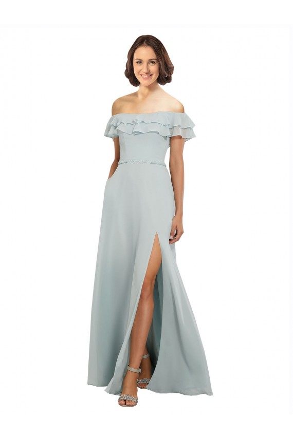 Sleeveless Off the Shoulder Keyhole Back Soft Chiffon A-Line Bridesmaid Dress Brisbane