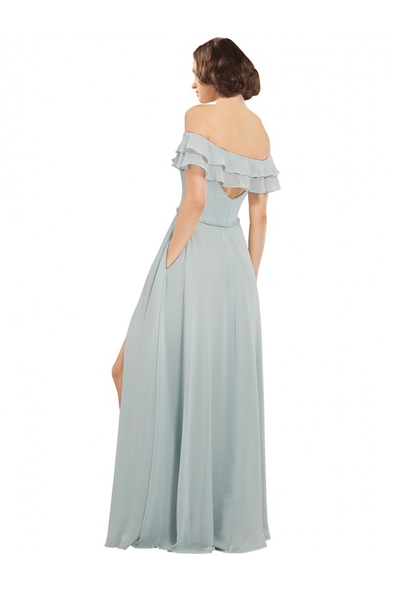 Sleeveless Off the Shoulder Keyhole Back Soft Chiffon A-Line Bridesmaid Dress Brisbane