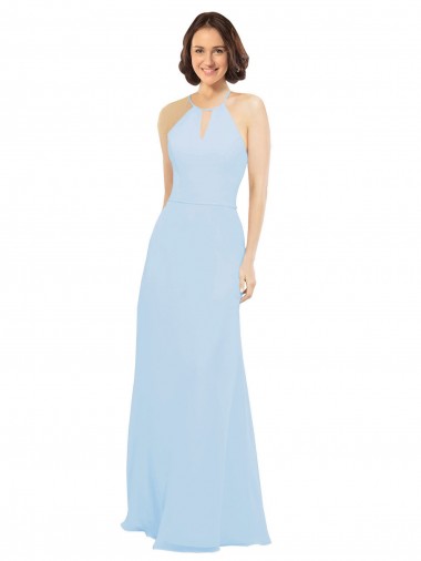 Sleeveless Halter Neck Soft Chiffon A-Line Wedding Party Dress Brisbane