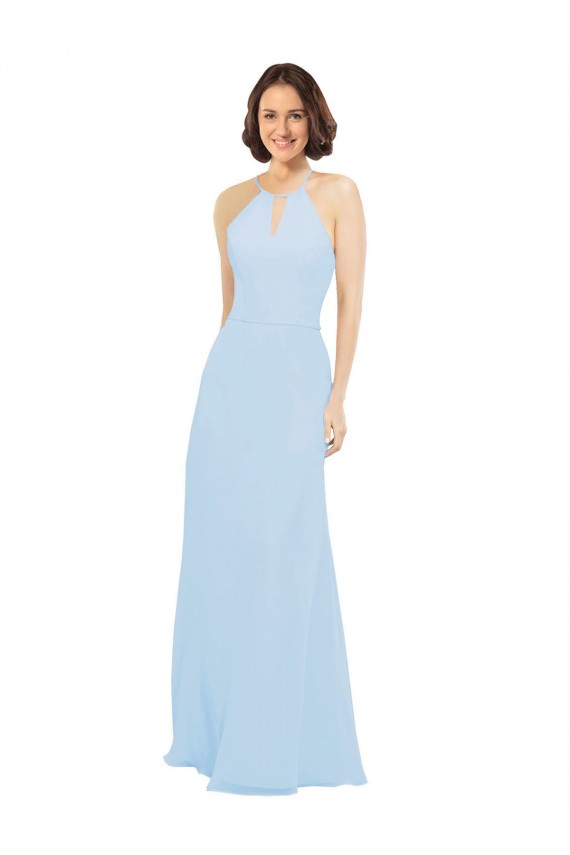 Sleeveless Halter Neck Soft Chiffon A-Line Wedding Party Dress Brisbane