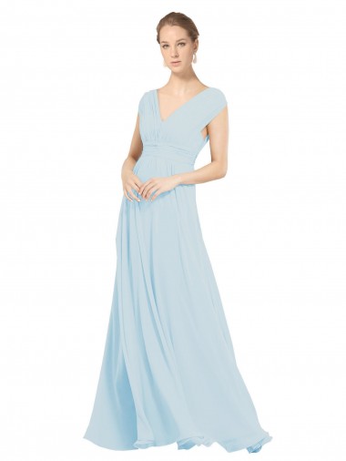 Sleeveless Sea Glass V-Neck Soft Chiffon A-Line Bridesmaid Dress Brisbane