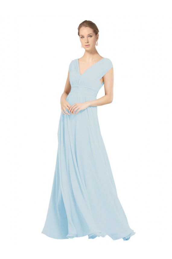 Sleeveless Sea Glass V-Neck Soft Chiffon A-Line Bridesmaid Dress Brisbane