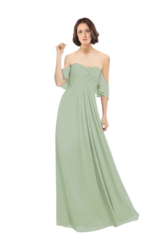 Cold Shoulder Off the Shoulder Soft Chiffon A-Line Bridesmaid Dress Brisbane