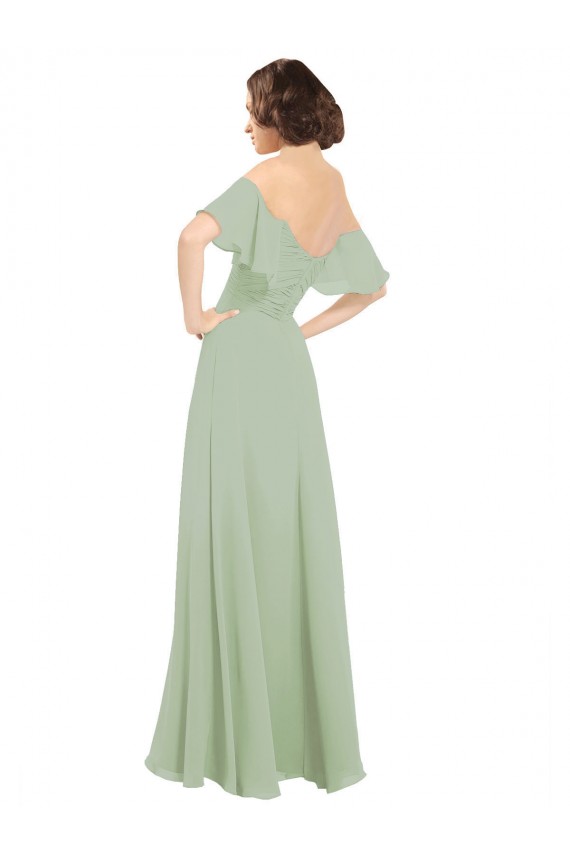 Cold Shoulder Off the Shoulder Soft Chiffon A-Line Bridesmaid Dress Brisbane