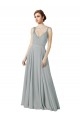 Sleeveless Silver V-Neck Chiffon A-Line Bridesmaid Dress / Evening Dress Brisbane