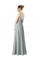Sleeveless Silver V-Neck Chiffon A-Line Bridesmaid Dress / Evening Dress Brisbane