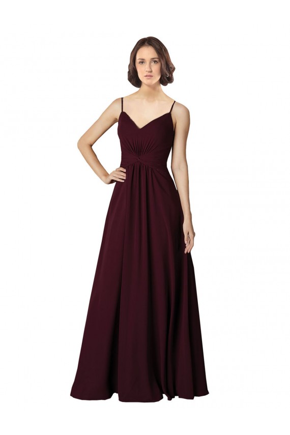 Sleeveless V-Neck Soft Chiffon A-Line Bridesmaid Gown Brisbane