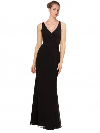 Sleeveless V-Neck Soft Chiffon Sheath Bridesmaid Gown Brisbane