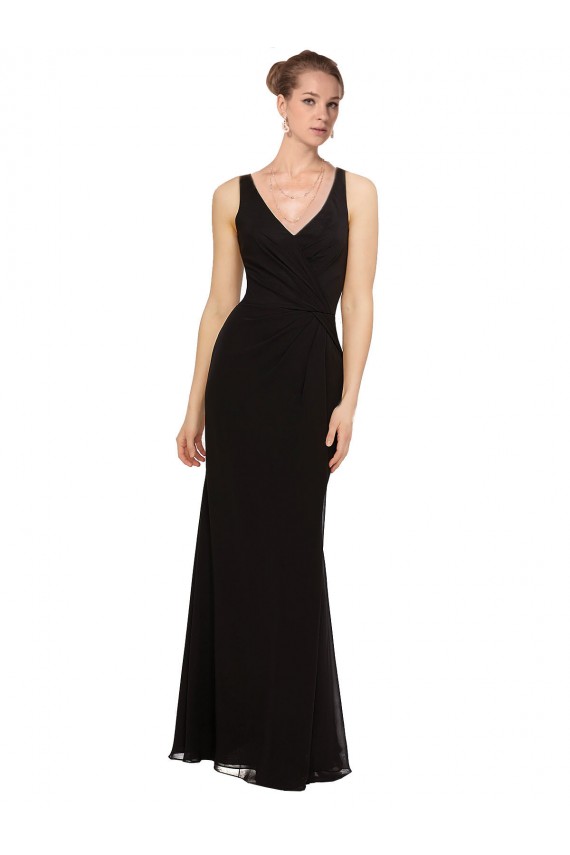 Sleeveless V-Neck Soft Chiffon Sheath Bridesmaid Gown Brisbane