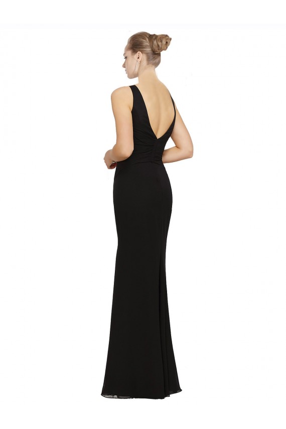 Sleeveless V-Neck Soft Chiffon Sheath Bridesmaid Gown Brisbane