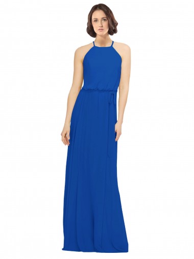 Sleeveless Jewel Neck Soft Chiffon A-Line Bridal Party Dress Brisbane