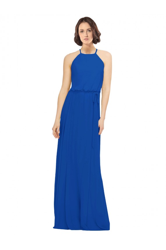 Sleeveless Jewel Neck Soft Chiffon A-Line Bridal Party Dress Brisbane
