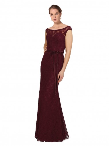 Cap Sleeves Bateau Neck Soft Chiffon Sheath Bridesmaid Dress Brisbane