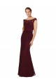 Cap Sleeves Bateau Neck Soft Chiffon Sheath Bridesmaid Dress Brisbane