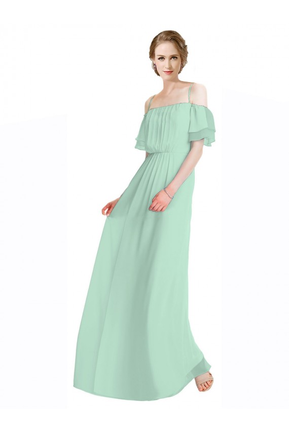 Sleeveless Mint Green Off the Shoulder Soft Chiffon A-Line Bridesmaid Dress Brisbane