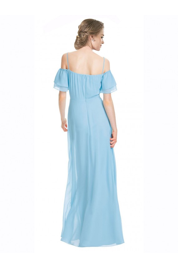 Sleeveless Mint Green Off the Shoulder Soft Chiffon A-Line Bridesmaid Dress Brisbane