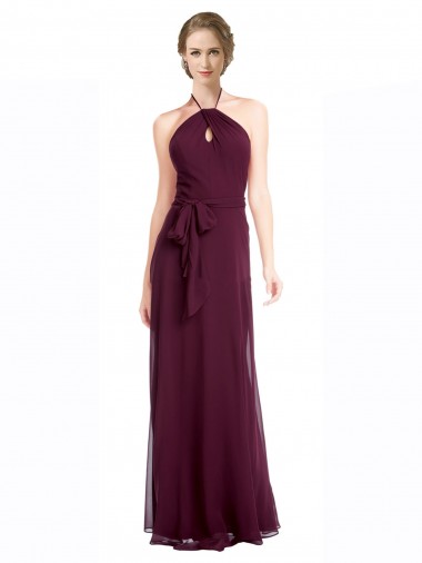 Sleeveless Spaghetti Straps Low Back Soft Chiffon A-Line Evening Dress / Bridesmaid Dress Brisbane