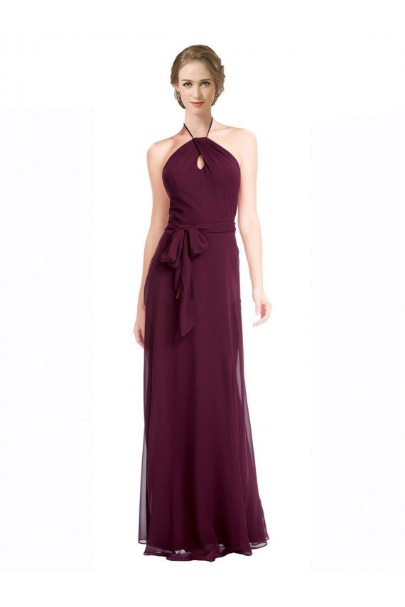 Sleeveless Spaghetti Straps Low Back Soft Chiffon A-Line Evening Dress / Bridesmaid Dress Brisbane