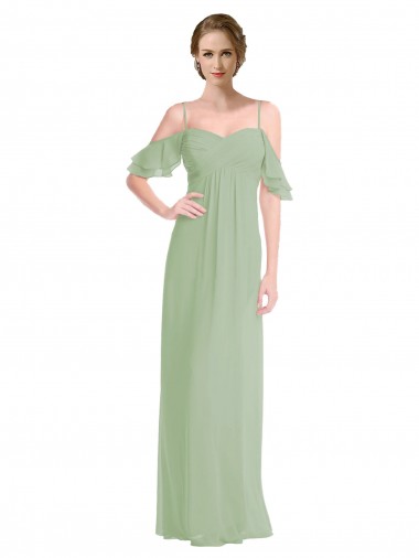 Sleeveless Off the Shoulder Low Back Soft Chiffon A-Line Formal Dress / Bridesmaid Dress Brisbane
