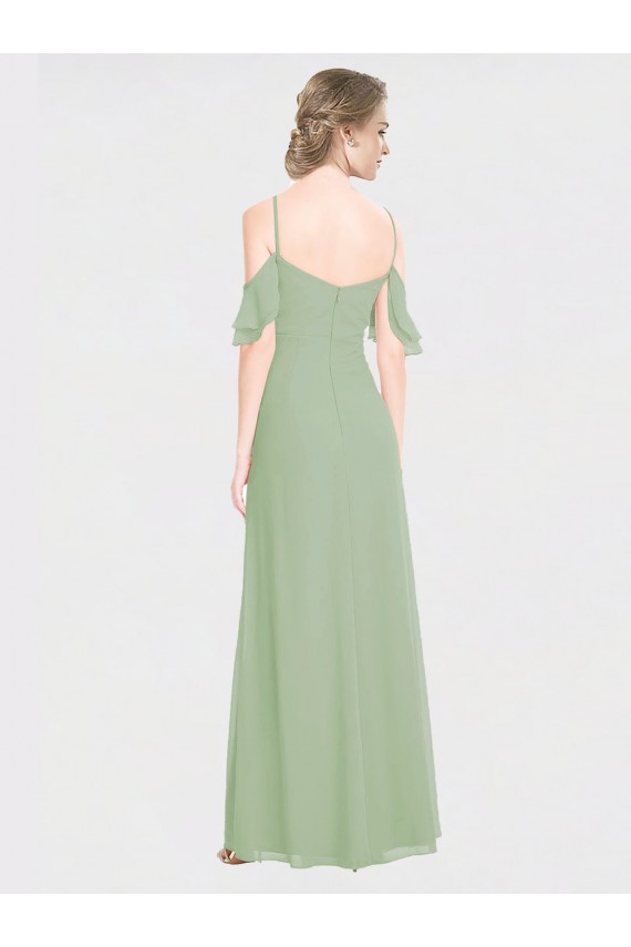 Sleeveless Off the Shoulder Low Back Soft Chiffon A-Line Formal Dress / Bridesmaid Dress Brisbane