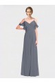 Flutter Sleeves Off the Shoulder V-Back Soft Chiffon A-Line Bridesmaid Dress Brisbane