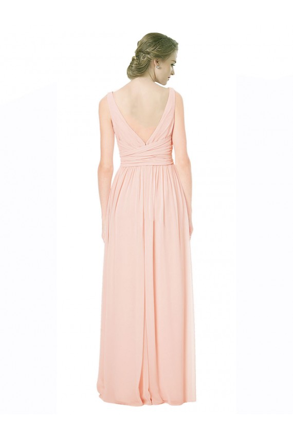 Sleeveless V-Neck V-Back Chiffon A-Line Wedding Party Dress Brisbane