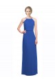 Sleeveless Blue Spaghetti Straps Low Back Soft Chiffon A-Line Bridesmaid Dress Brisbane