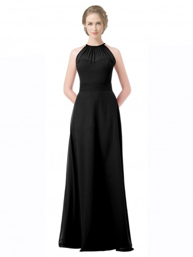 Sleeveless Halter Neck Chiffon A-Line Formal Dress / Bridesmaid Dress Brisbane