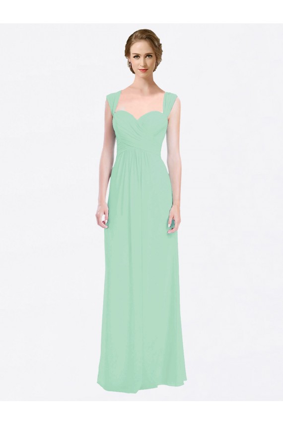 Cap Sleeves Sweetheart V-Back Soft Chiffon A-Line Bridesmaid Dress Brisbane