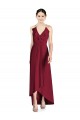 Sleeveless Burgundy Spaghetti Straps Open Back Soft Chiffon A-Line High Low Bridesmaid Dress Brisbane