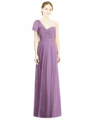 Flutter Sleeves One Shoulder Open Back Soft Chiffon A-Line Formal Dress / Bridesmaid Dress Brisbane