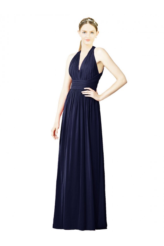 Sleeveless Halter Neck Open Back Chiffon A-Line Bridesmaid Dresses Brisbane