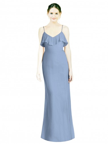 Sleeveless Spaghetti Straps Open Back Soft Chiffon A-Line Bridesmaid Dresses Brisbane
