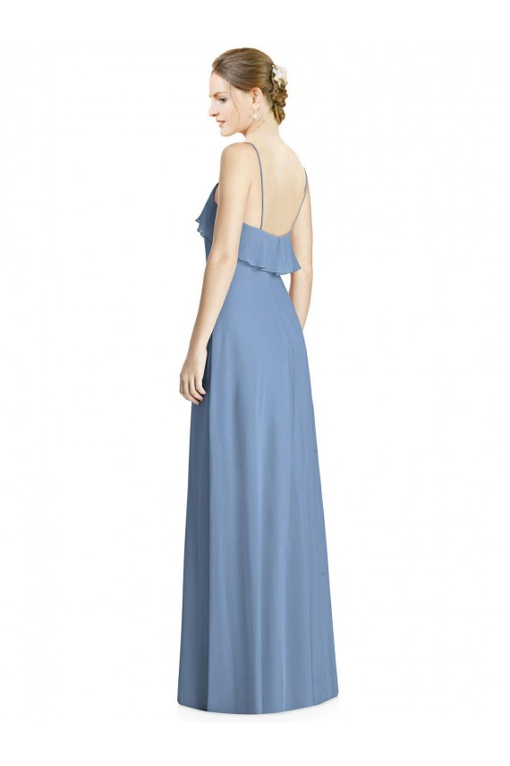 Sleeveless Spaghetti Straps Open Back Soft Chiffon A-Line Bridesmaid Dresses Brisbane