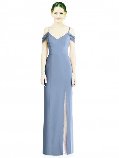 Cold Shoulder Off the Shoulder Open Back Soft Chiffon A-Line Formal Evening Gown / Bridesmaid Dress Brisbane